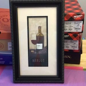 Artwork framed merlot vino matted Sally Ray Raines as shown, etc.